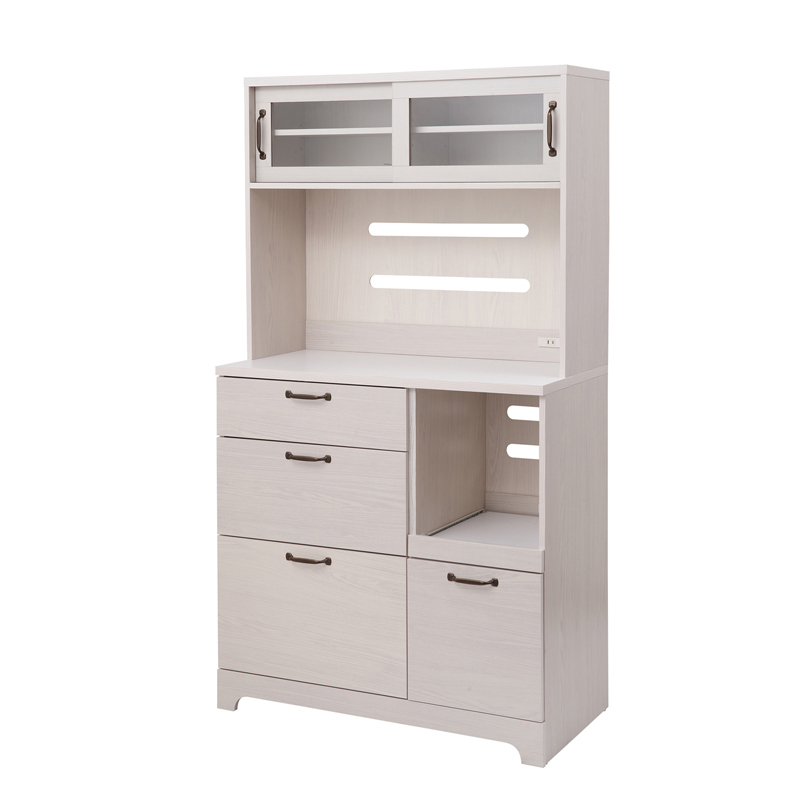 食器棚 90cm幅 レンジ台 ホワイト木目 フレンチカントリー風 キッチン