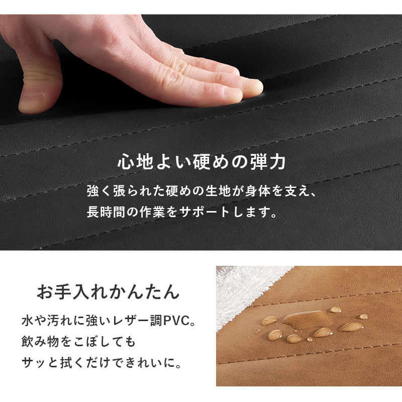 ワークチェア オフィスチェア 1脚単品 LOCU ライトブラウン色・ダークグレー色・ブラック色 合成皮革レザー張り かため アームチェア キャスター 昇降式の画像