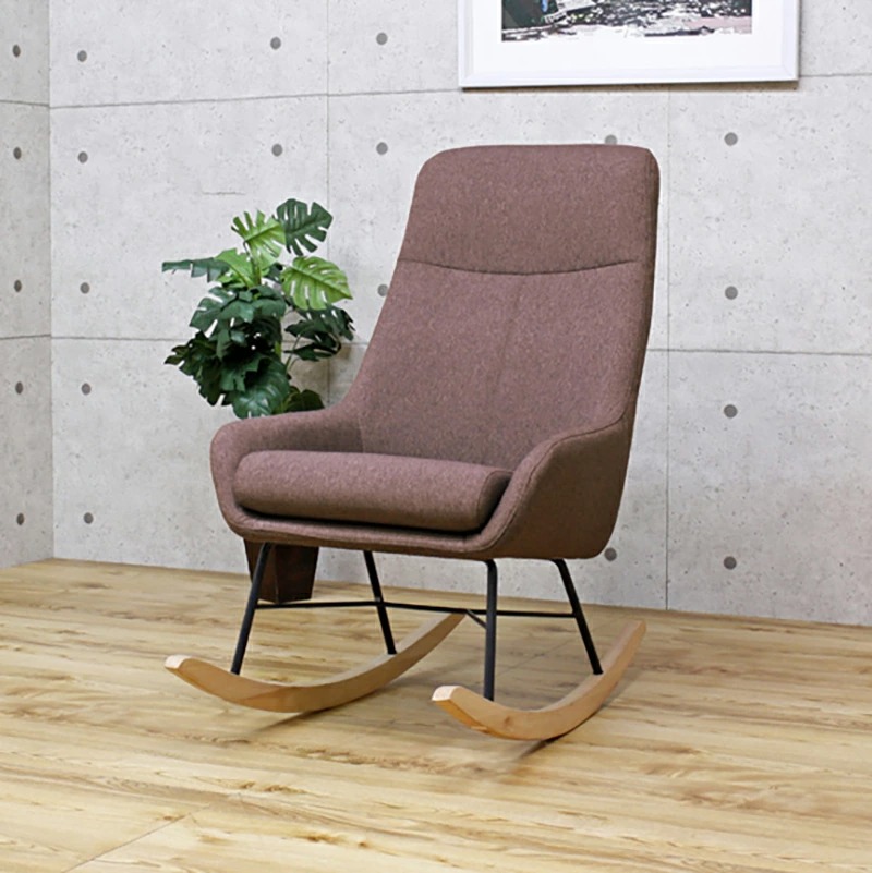 ロッキングチェア グレー ゆったり座れるサイズ 籐 ロッキングチェア クッション付 Breeze 座面高40cm （ チェア