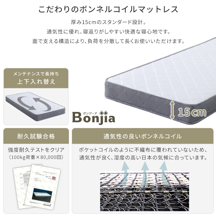 フロアベッド ボンネルコイルマットレスセット (シングル) ローベッド