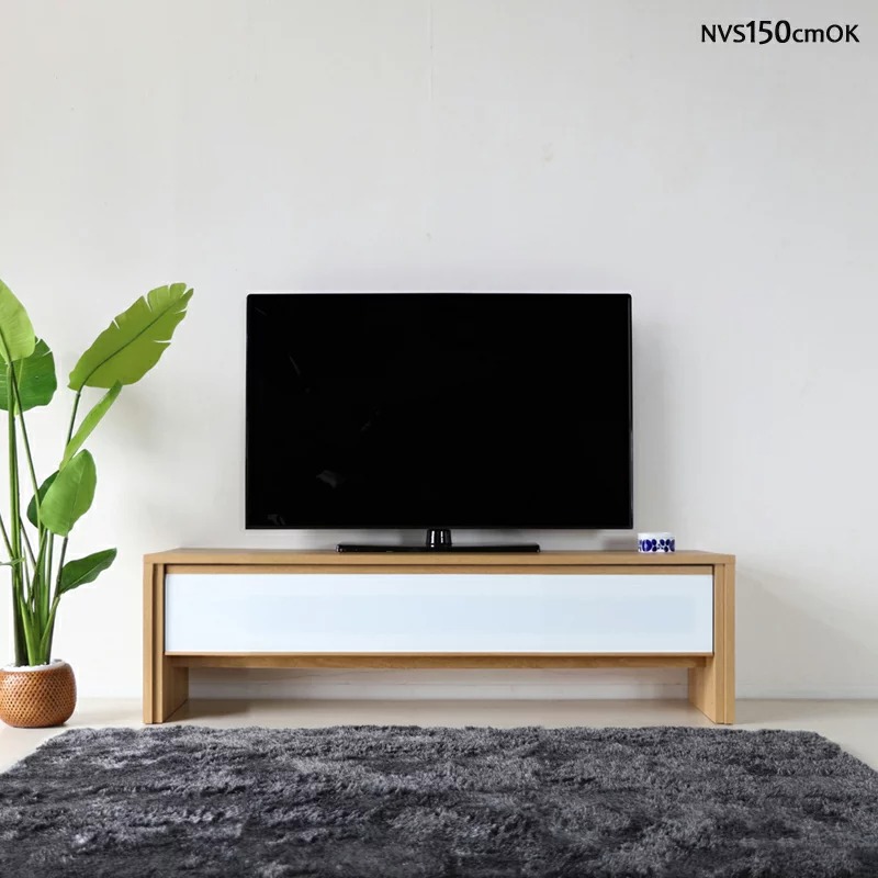 テレビ台 リビングボード 150cm ナチュラル色 国産 日本製 ガラス扉