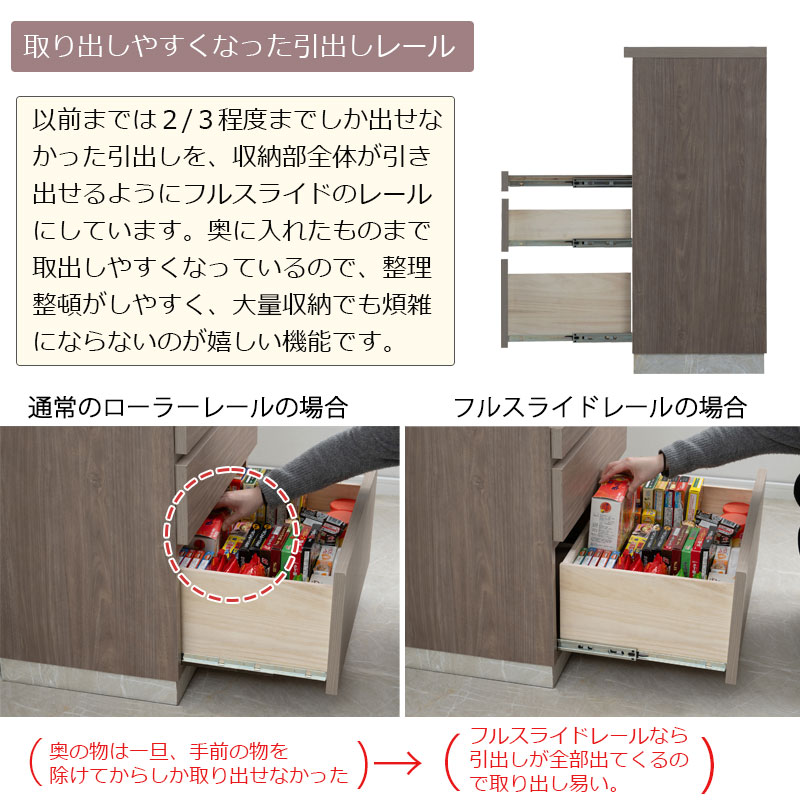 キッチンラック 幅60 レンジ台 日本製 完成品 スライド棚付き キッチン 