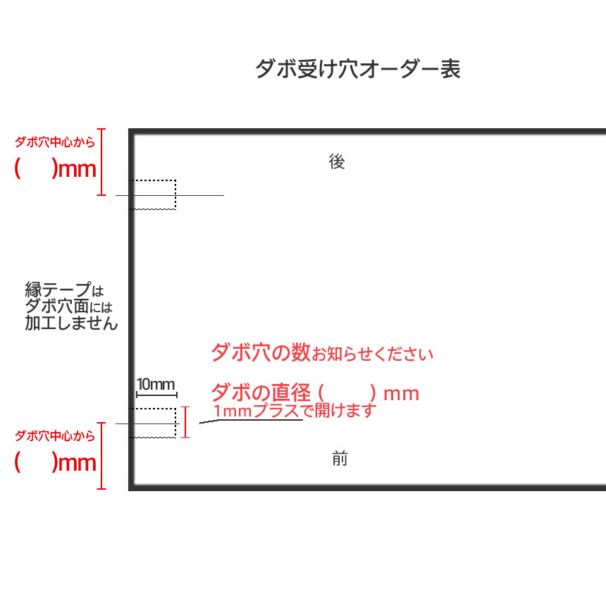 ダボ穴オーダー表加工