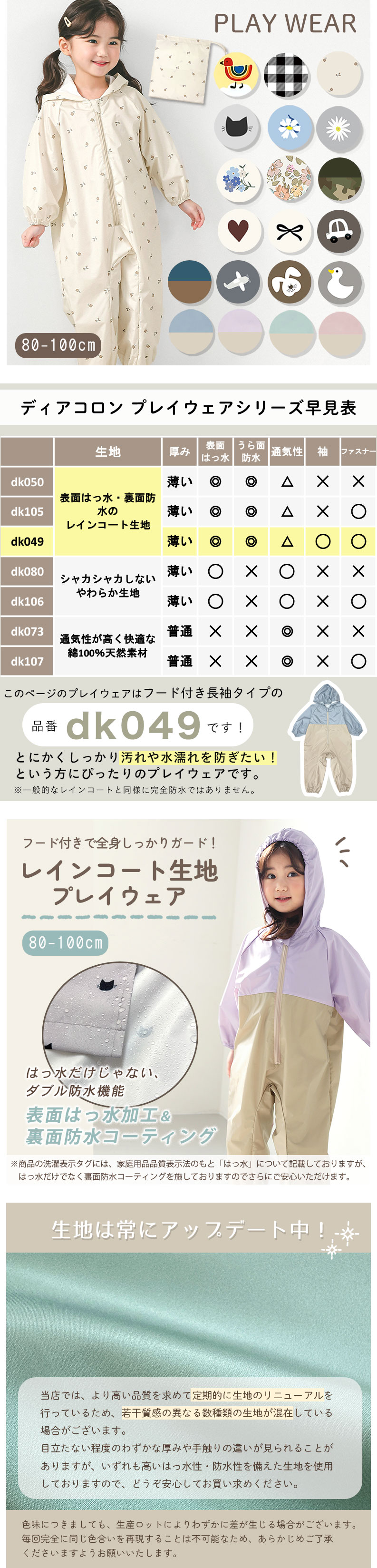 プレイウェア レインコート 砂場着 遊び着 子供 かわいい ベビー レインロンパース