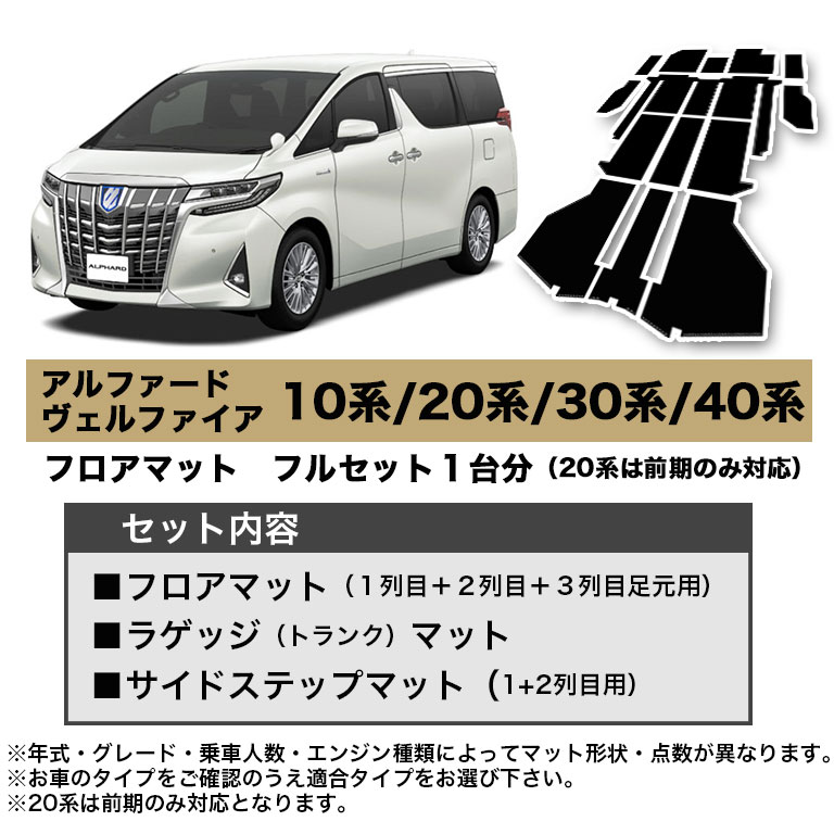 アルファード フロアマット 40系 30系 20系 10系 フルセット ヴェルファイア 7人 8人 防水 新型 ハイグレード カーマット ラグマット  高級 PVC 分割型 dz097 :dz097:ディアコロン 通販 