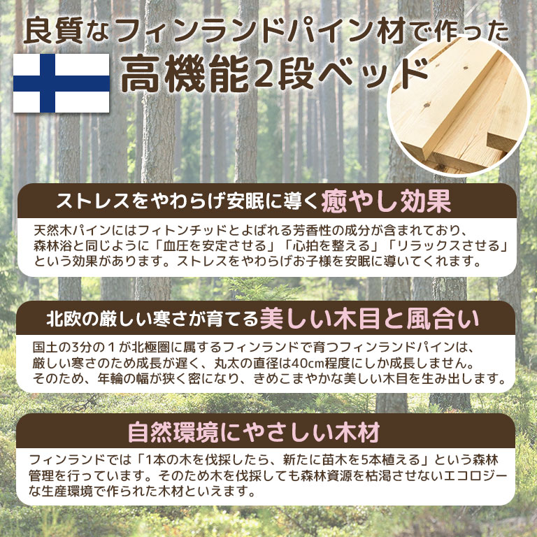 二段ベッド 子供 パイン素材 省スペース