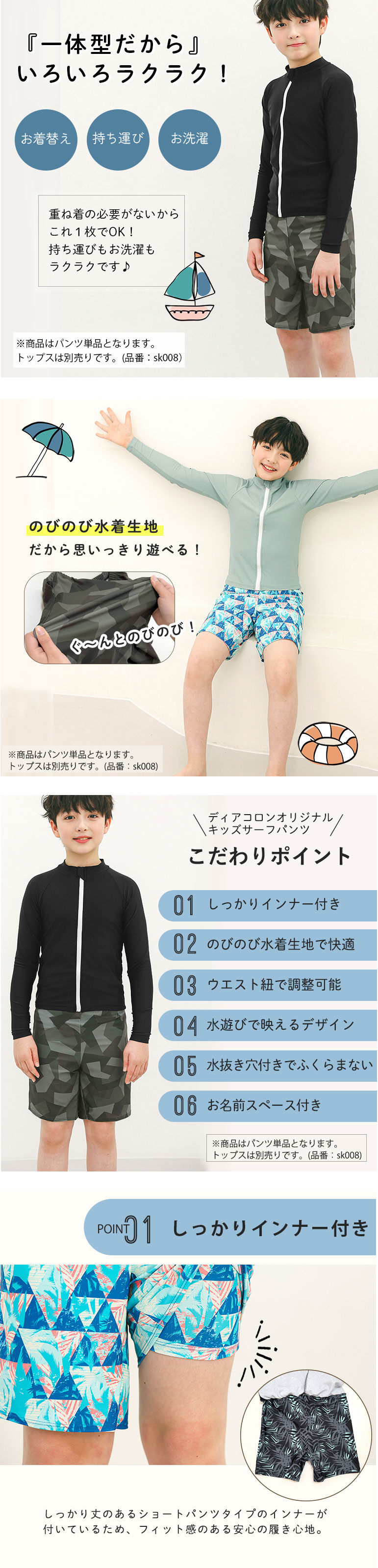 サーフパンツ 伸縮性 のびのび 男の子