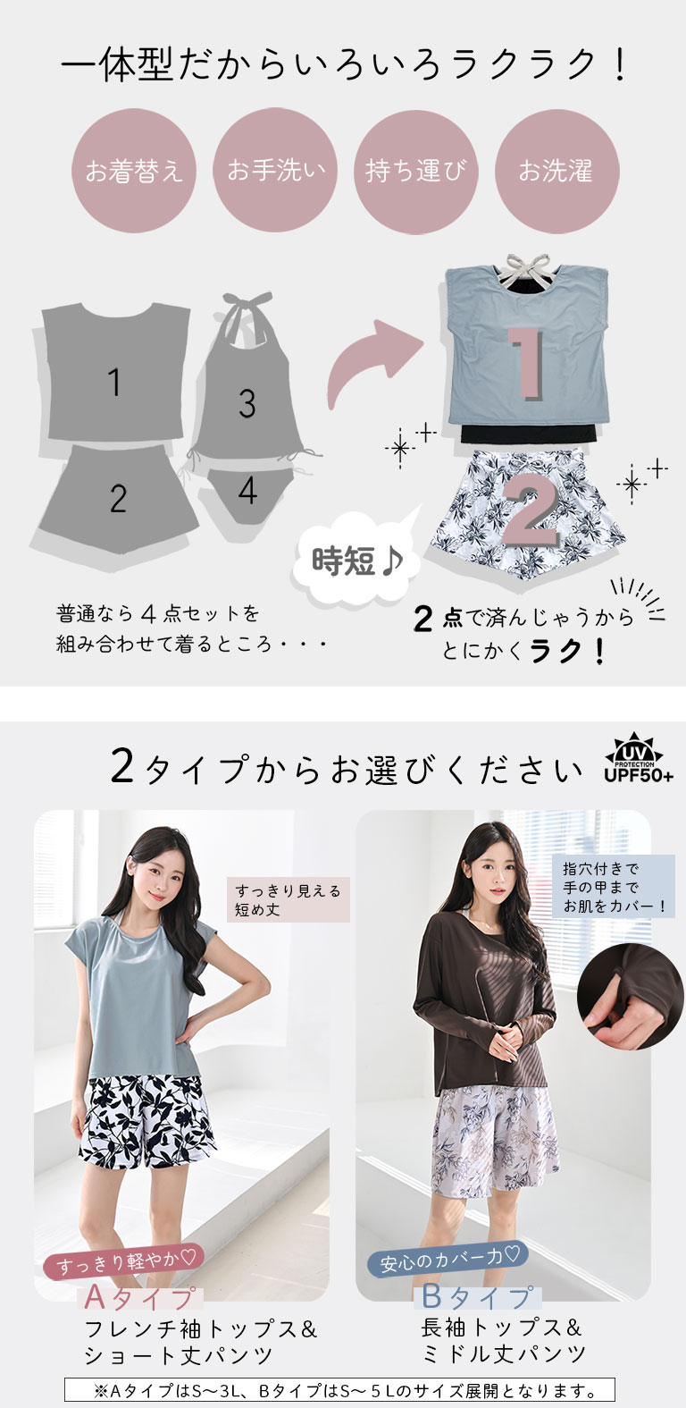 水着 体型カバー レディース トップス サーフパンツ 可愛い おしゃれ インナー付き