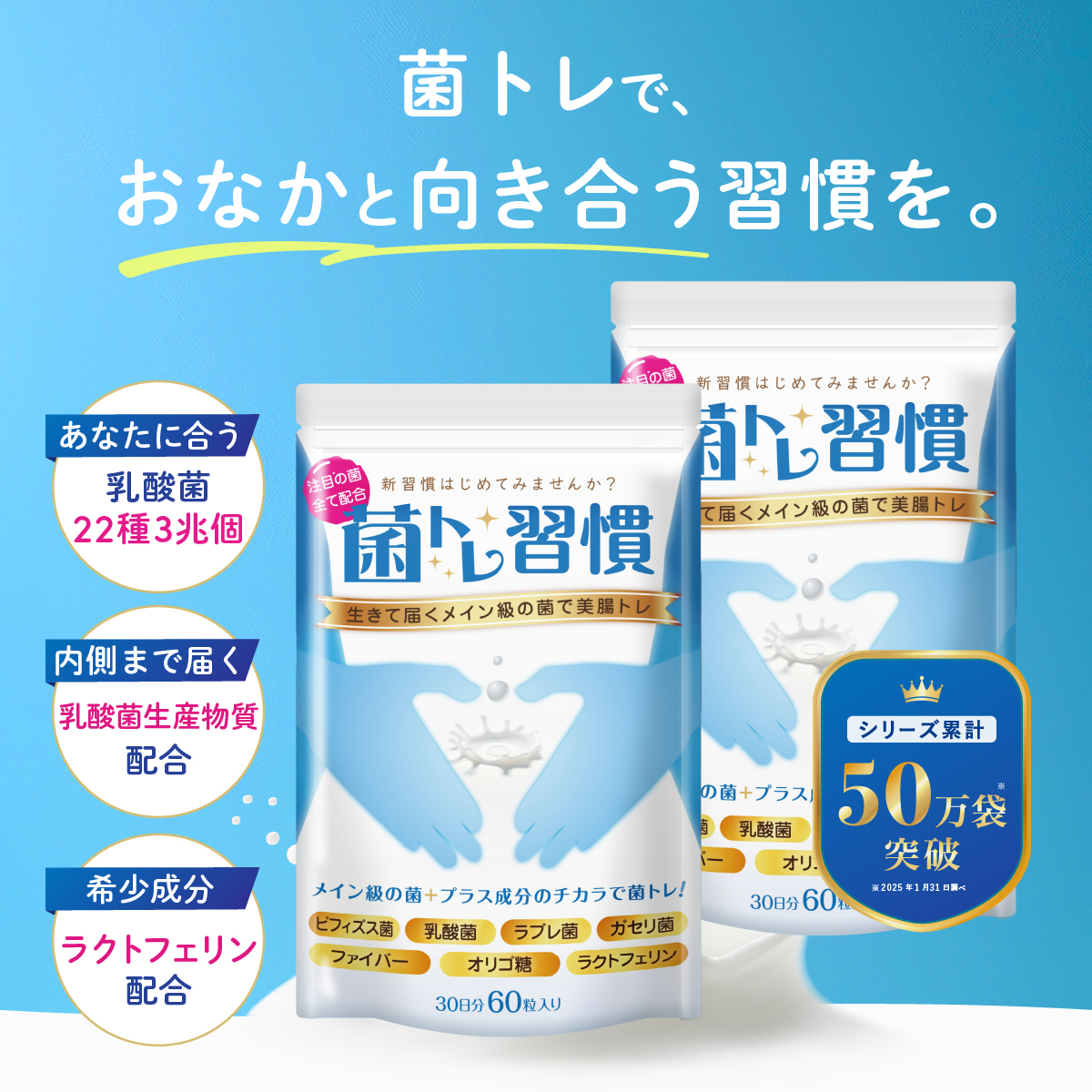 乳酸菌 腸活サプリ 菌トレ習慣 善玉菌 短鎖脂肪酸 ビフィズス菌