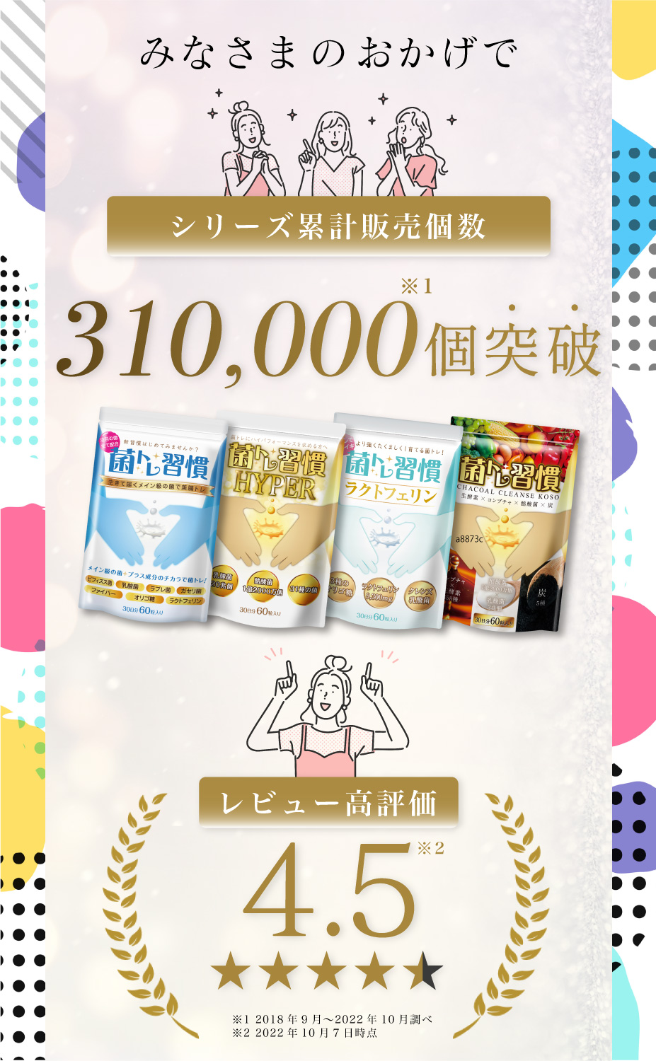 ラクトフェリン サプリ 牛乳6L分 9,300mg配合 菌トレ習慣 2個セット クレンズ 乳酸菌 オリゴ糖 ヨーグルト風味 一日2粒目安 公式ストア