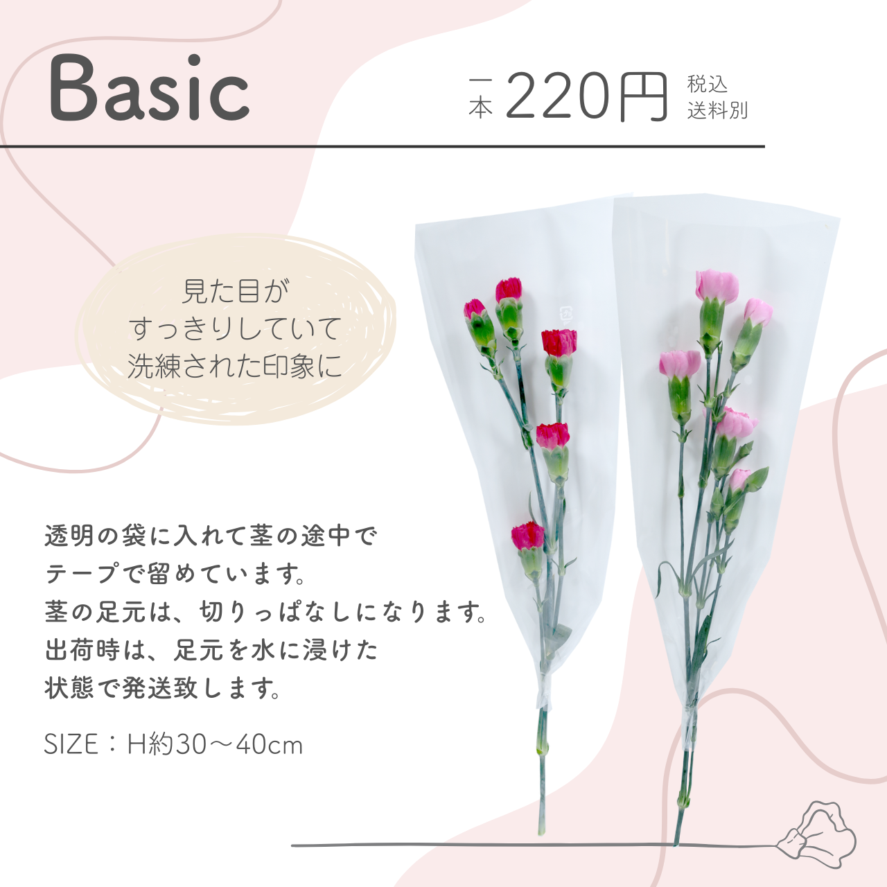 スプレーカーネーションの一輪ブーケ basic