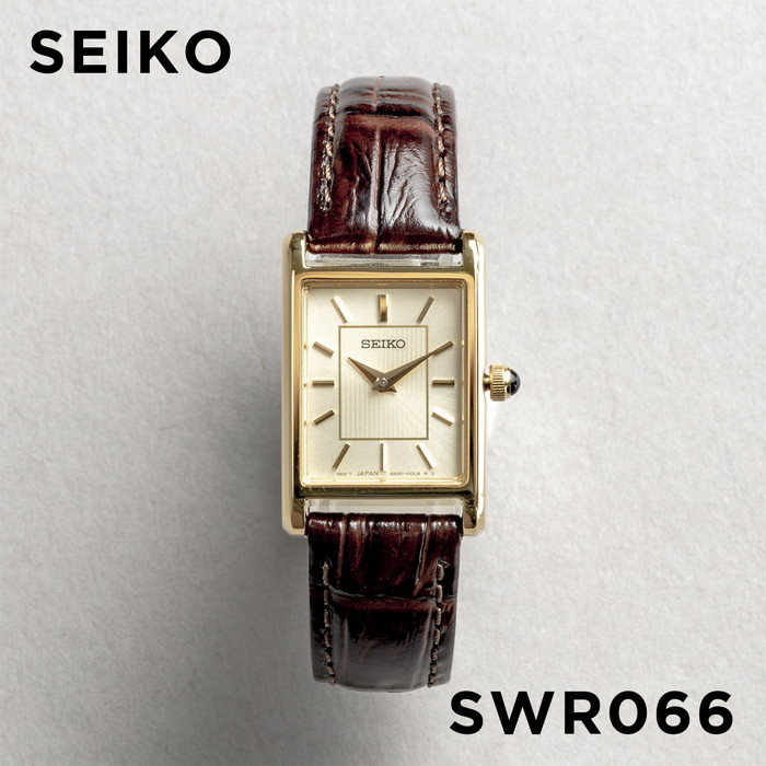 並行輸入品 訳あり 小キズあり 日本未発売 SEIKO ESSENTAILS セイコー エッセンシャルズ SWR066 腕時計 時計 ブランド レディース アナログ 革ベルト 角型｜gryps