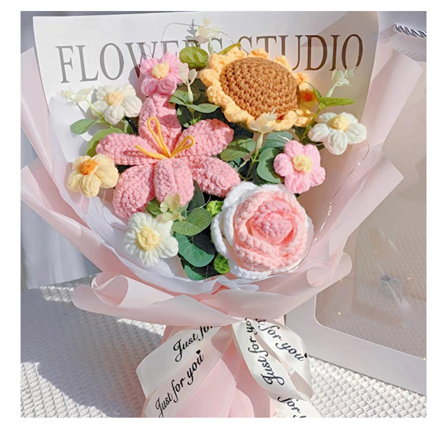 母の日プレゼント・500円OFF】ニット花束 造花 編み花 手作り 毛系の