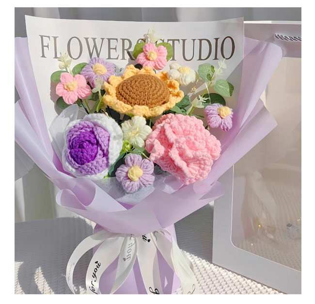 母の日プレゼント・500円OFF】ニット花束 造花 編み花 手作り 毛系の