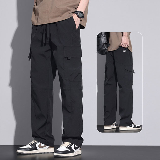 カーゴパンツ メンズ カジュアルパンツ ロングパンツ ウエストゴム ストレート ポケット付き カジュアル ゆったり リラックス 落ち感 トレンド シンプル 爆買 | ブランド登録なし | 01
