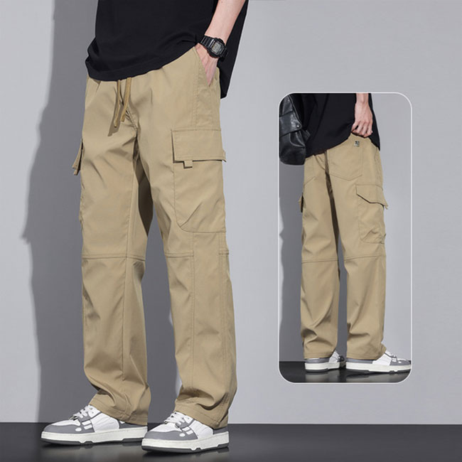 カーゴパンツ メンズ カジュアルパンツ ロングパンツ ウエストゴム ストレート ポケット付き カジュアル ゆったり リラックス 落ち感 トレンド シンプル 爆買 | ブランド登録なし | 02