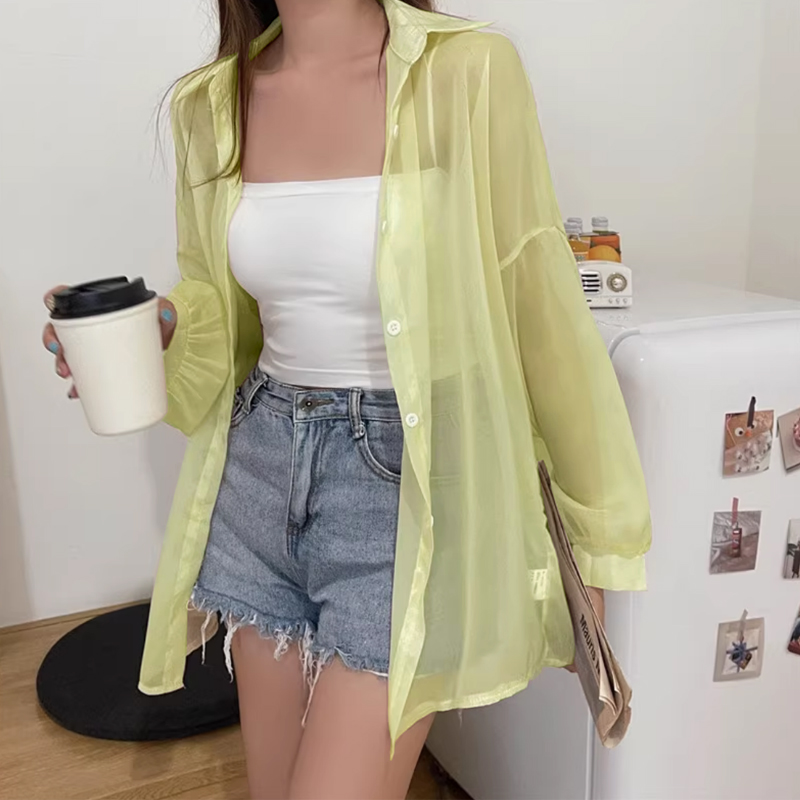 春夏万能・2点15%OFF】シアーシャツ 透け感 レディース シースルー