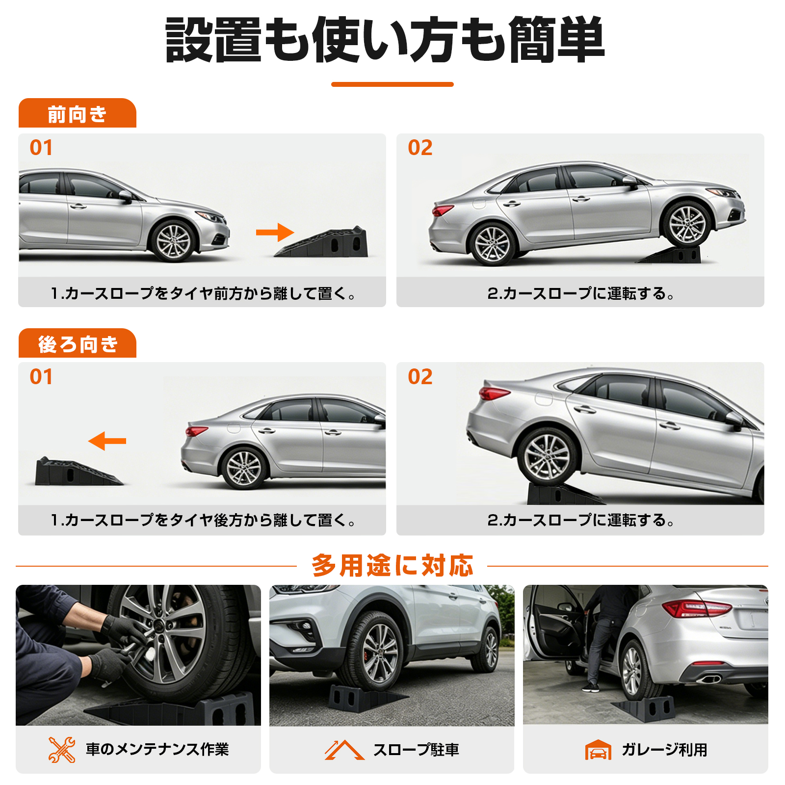 カースロープ 高さ17cm ハイリフト 2個セット 耐荷重7t ワイド 幅広