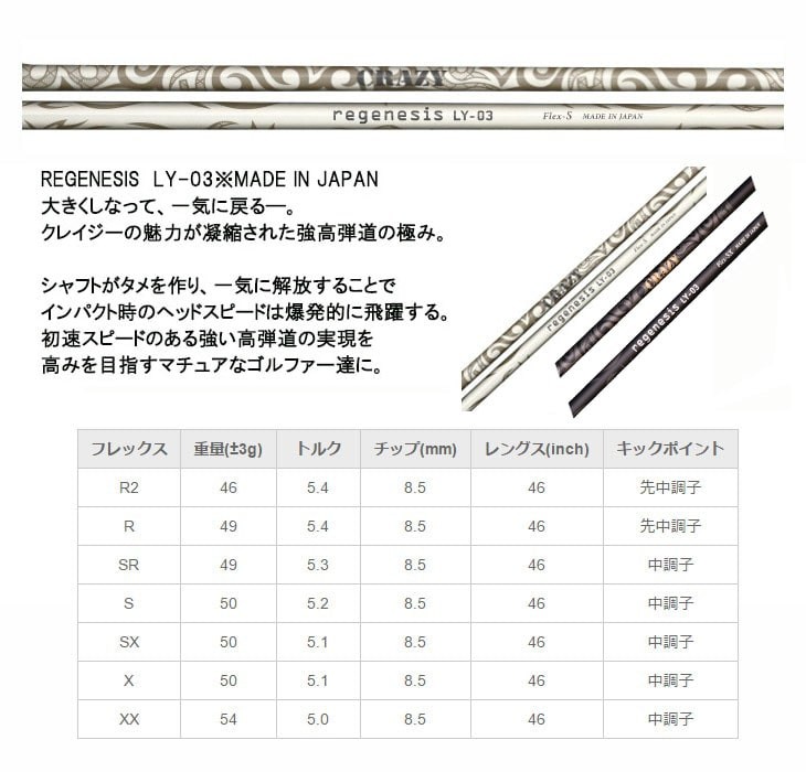 GTDスリーブ　クレイジーシャフト CRAZYクレイジー「REGENESIS LY-03」GTDドライバー専用スリーブ