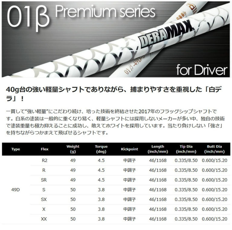 デラマックス 01β「白デラ」》GTDドライバー専用スリーブ付き