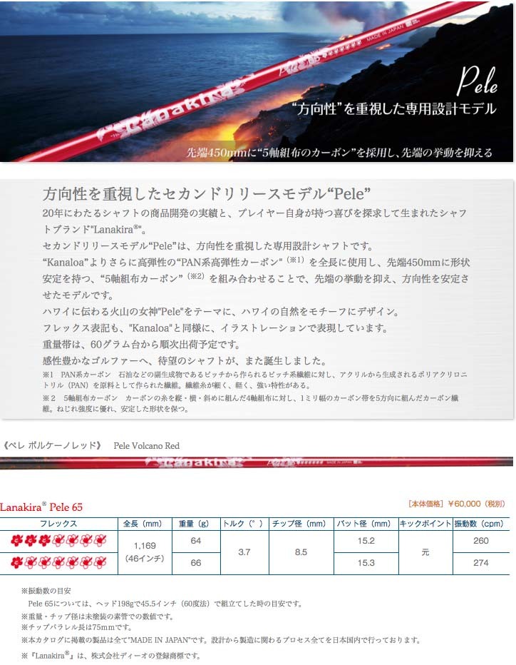 GTD スリーブ付　ラナキラシャフト ラナキラ「 カナロア Kanaloa ブルー」GTDドライバー専用