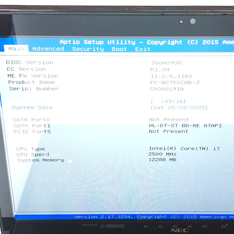 LaVie ジャンク品 NEC LAVIE PC-NS750CAB-J ジャンクPC ジャンク