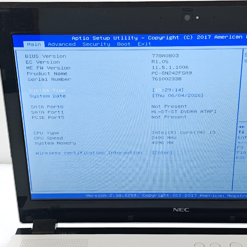 LaVie ジャンク品 NEC LAVIE PC-SN242FSA9 ジャンクPC ジャンク