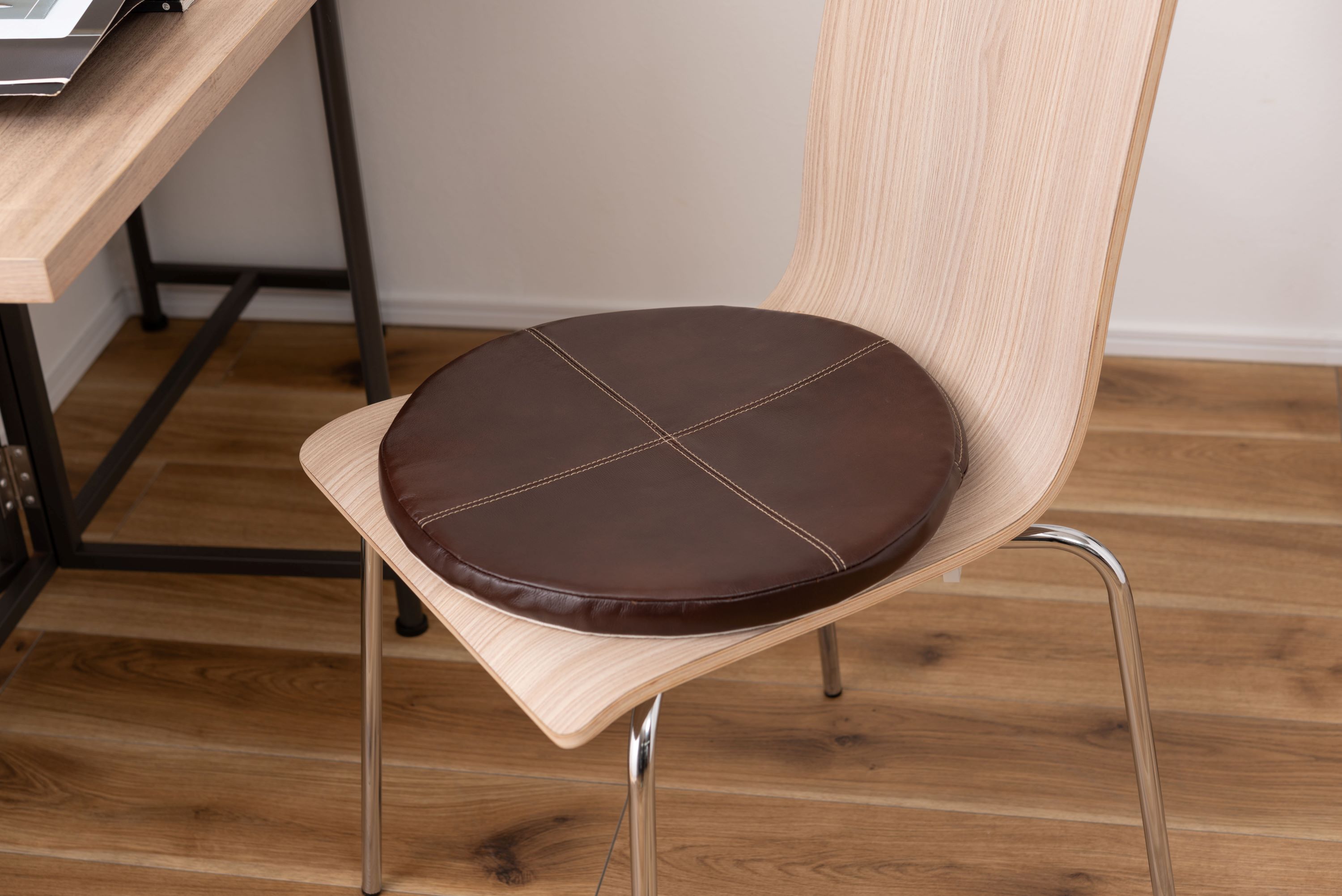 シートクッション ボンデッドレザー 再生本革 直径38cm 円形