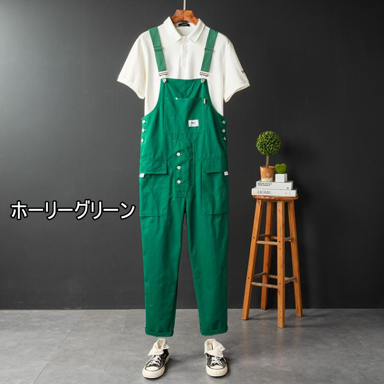 メンズ サロペット 春 オーバーオール グリーン 緑 アメカジ 2XL