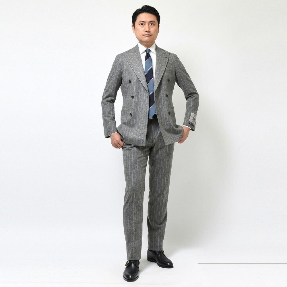guji(グジ)ウールフランネルチョークストライプ6B1プリーツ guji(グジ)ウールフランネルチョークストライプ6B1プリーツ