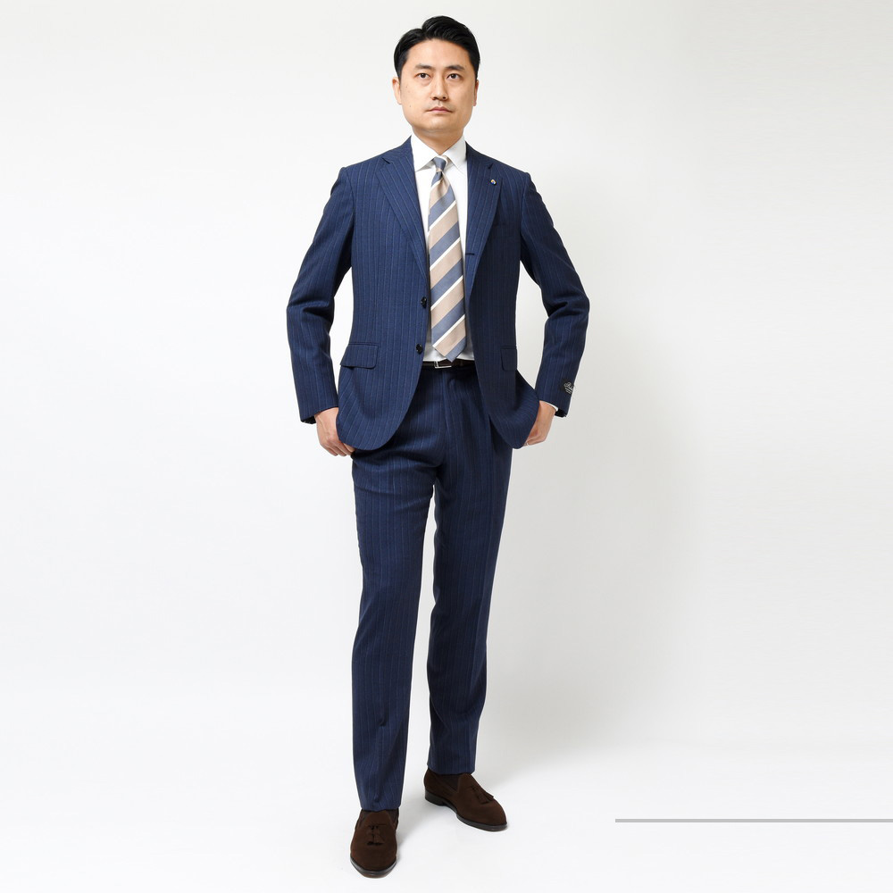 Belvest（ベルベスト）ウールオルタネイトストライプ3B1プリーツスーツ