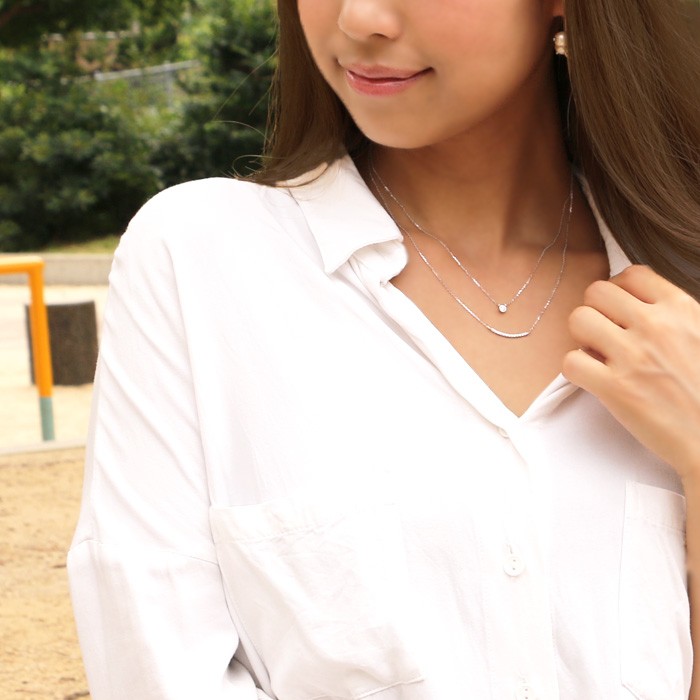gulamu jewelry 2連 ネックレス 華奢 レディース 計0.165