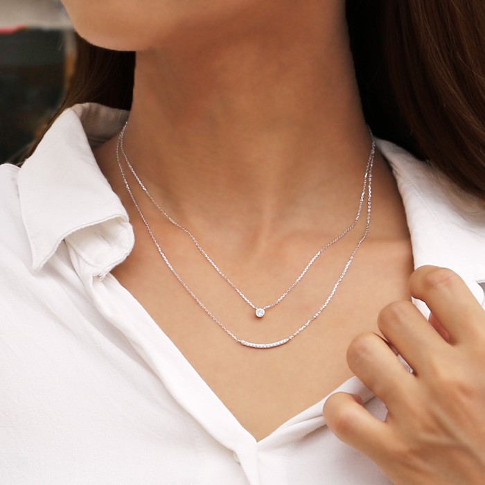 gulamu jewelry 2連 ネックレス 華奢 レディース 計0.165