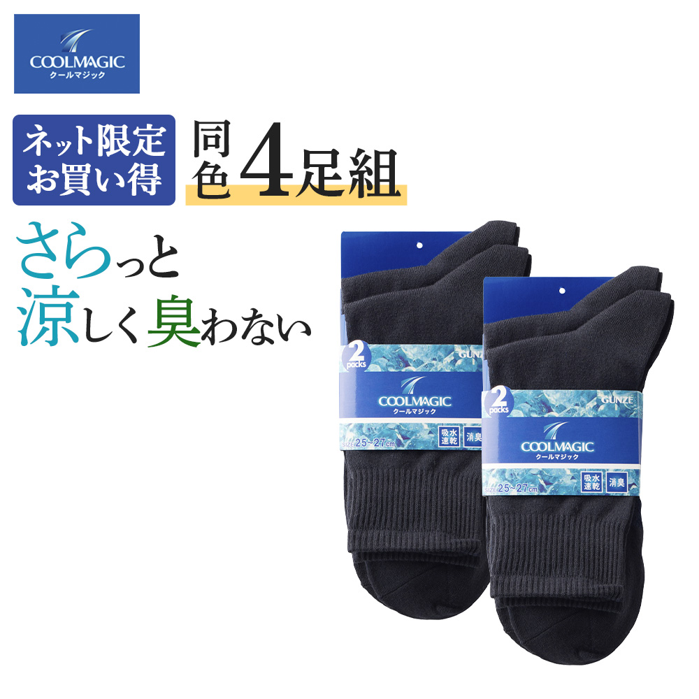 HYDROGEN ソックス　4枚セット COOLMAGIC グンゼ 靴下 メンズ 4足 セット 夏用 ビジネスソックス