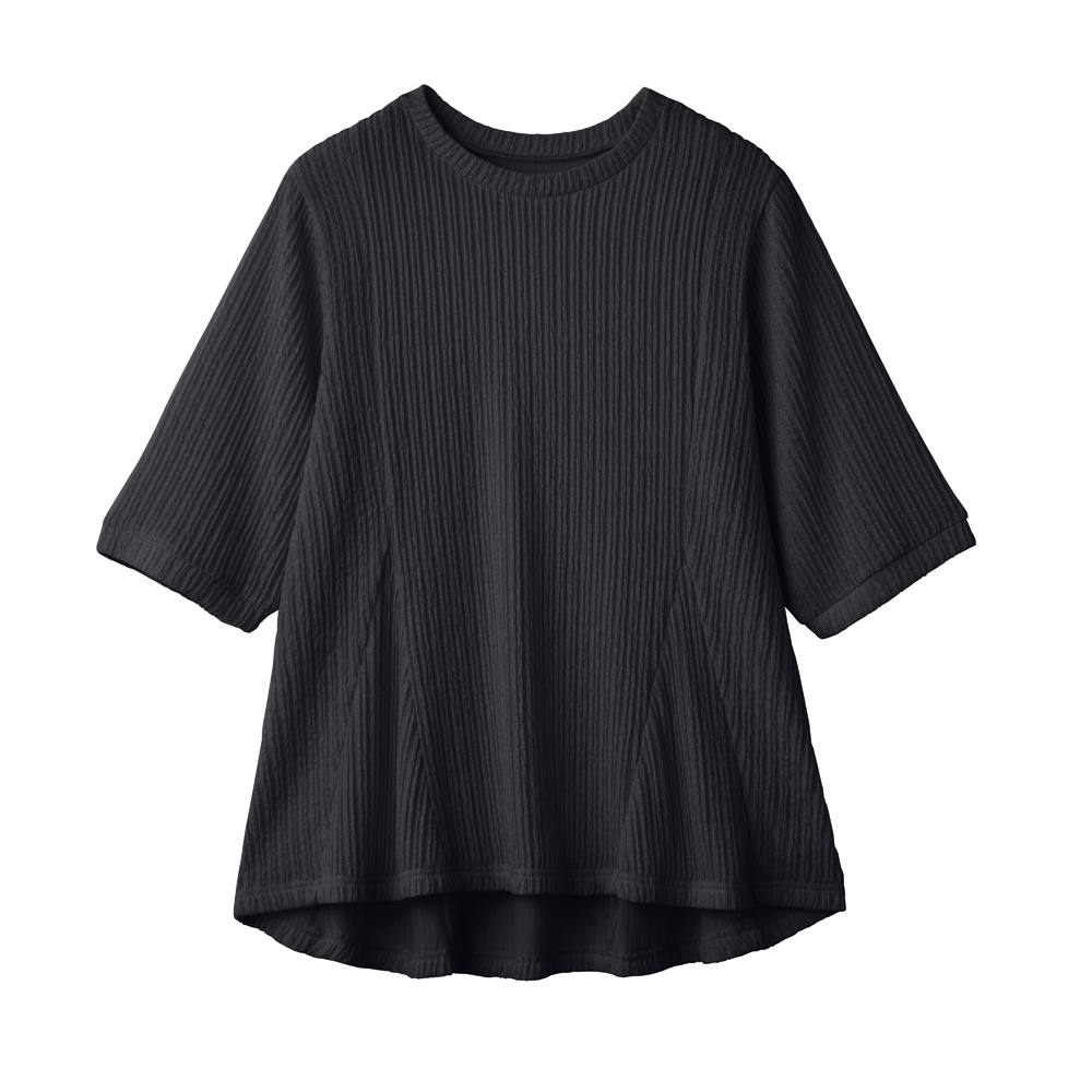 グンゼ ジャカード ブラウス レディース トップス 膨れジャカード 着回し きれいめ 夏服 袖 丈 長め 半袖 二の腕カバー フットギャラリー GUNZE M-L FTXL22 GUNZE グンゼ ジャカード ブラウス レディース トップス 膨れ