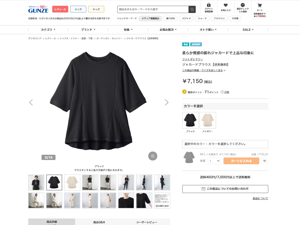 GUNZE グンゼ ジャカード ブラウス レディース トップス 膨れ