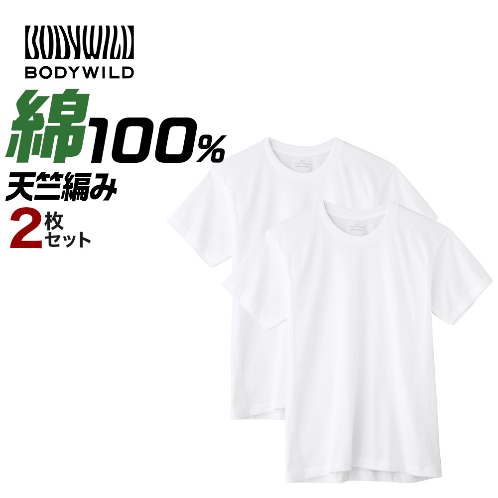 グンゼ GUNZE ボディワイルド BODYWILD Tシャツ 2枚組 メンズ 丸首 クルーネック 綿100% 半袖 通年 インナーシャツ 肌着｜gunze｜02
