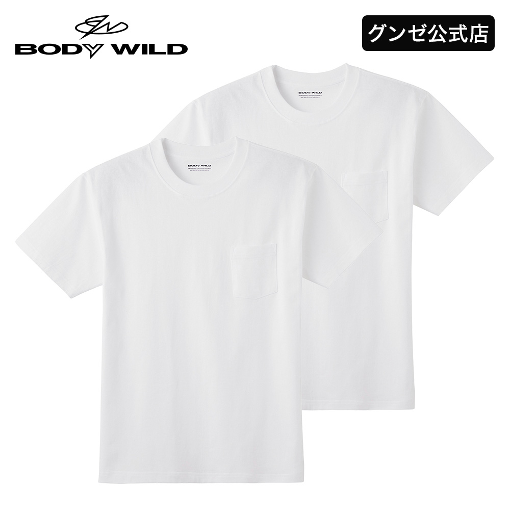 tシャツ メンズ 半袖 クルーネック ヘビーウェイト 2枚組セット グンゼ GUNZE ボディワイルド BODY WILD