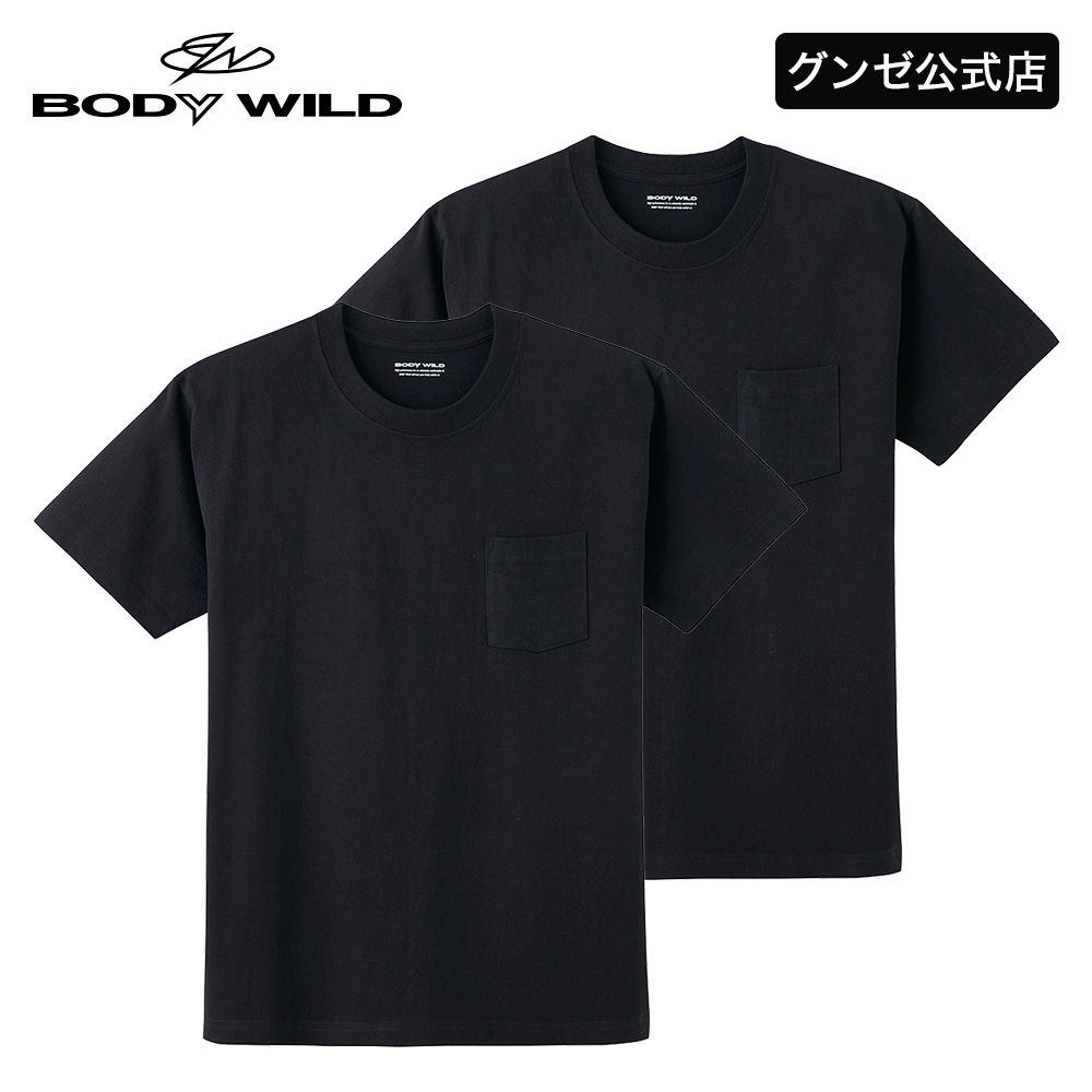 tシャツ メンズ 半袖 クルーネック ヘビーウェイト 2枚組セット グンゼ GUNZE ボディワイルド BODY WILD