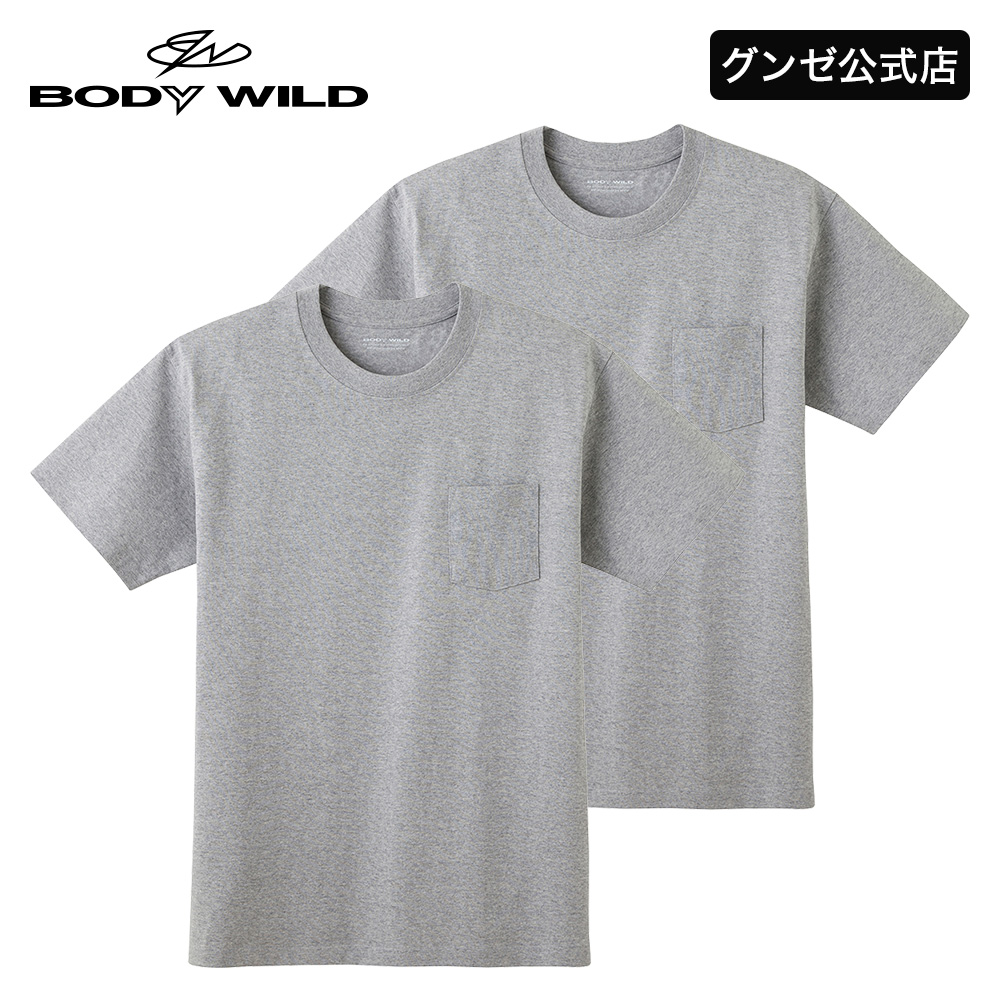 tシャツ メンズ 半袖 クルーネック ヘビーウェイト 2枚組セット グンゼ GUNZE ボディワイルド BODY WILD