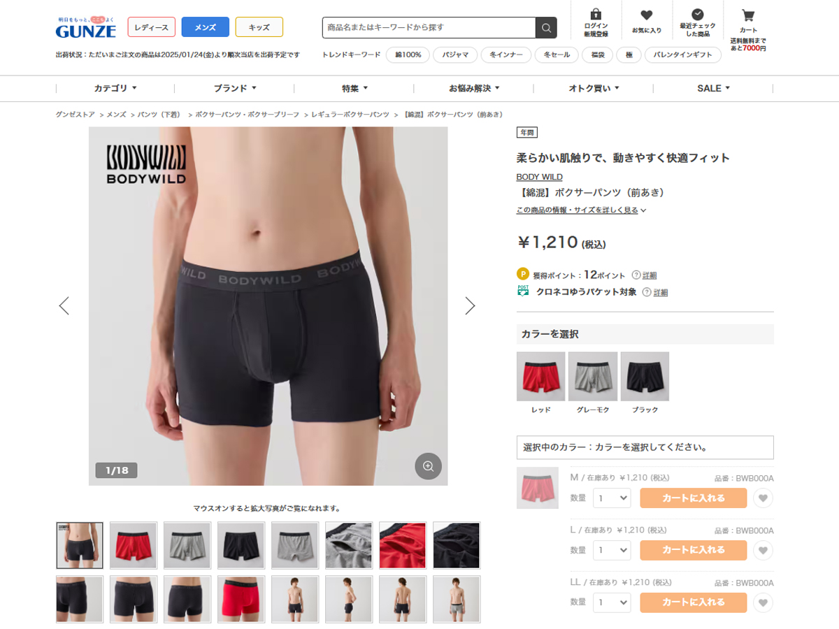 GUNZE BODY WILD ボクサーブリーフ（前あき） BODYWILD ボディワイルド ボクサーブリーフ 前あき グンゼ GUNZE