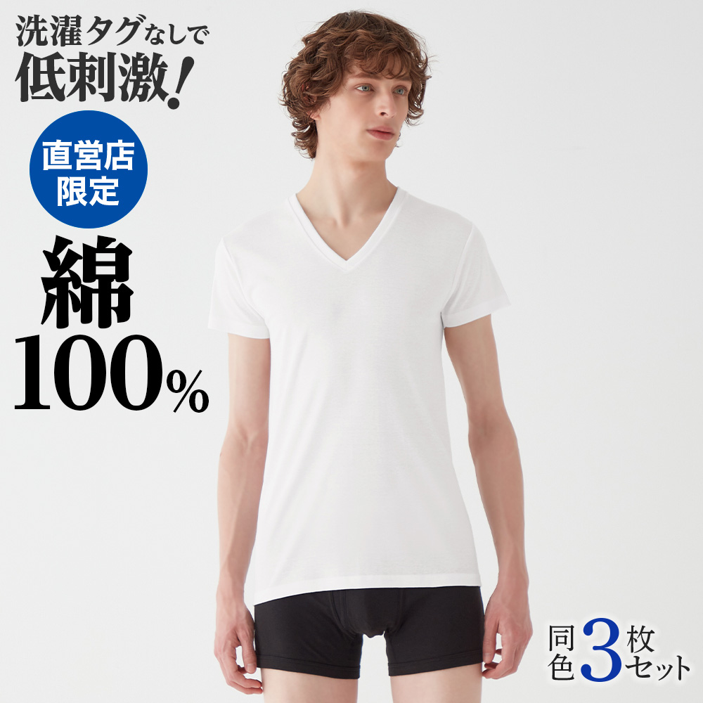 まとめ買い割引 グンゼ 綿100% インナー 3枚組 メンズ 半袖 V首 シャツ 乾燥機対応 肌着 下着 男性 紳士 メンズインナー シンプル theGUNZE｜gunze｜02