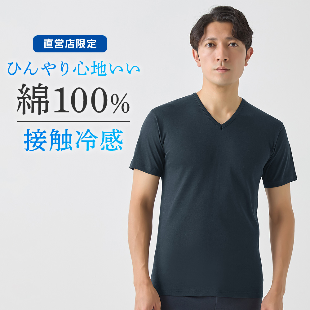GUNZE（グンゼ） Vネック Tシャツ メンズ 春夏 日本製 綿100% 冷感綿