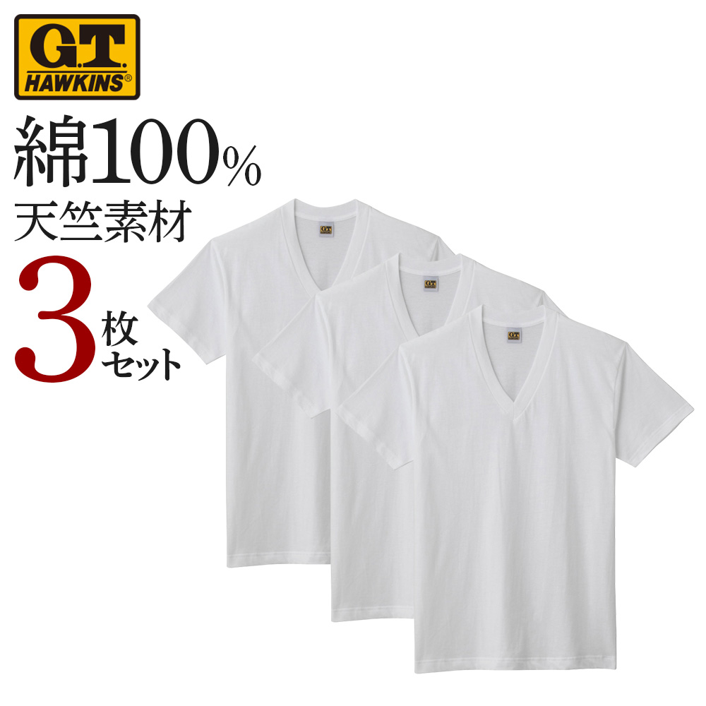 グンゼ GUNZE GTホーキンス 綿100% Ｔシャツ 3枚組 メンズ セット 半袖 Vネック 天...