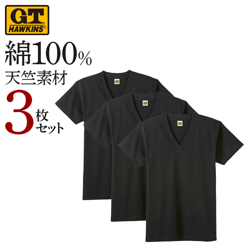 グンゼ GUNZE GTホーキンス 綿100% Ｔシャツ 3枚組 メンズ セット 半袖 Vネック 天...