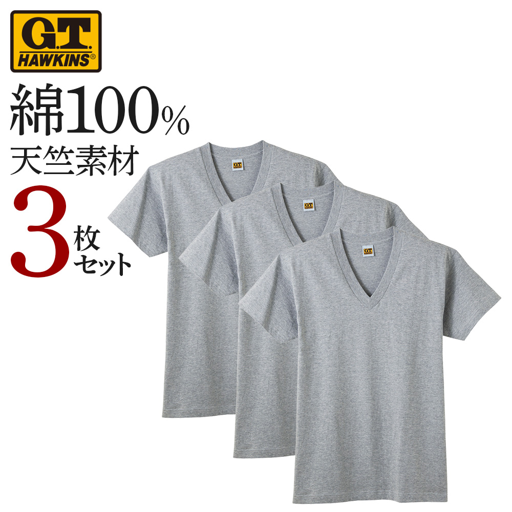 グンゼ GUNZE GTホーキンス 綿100% Ｔシャツ 3枚組 メンズ セット 半袖 Vネック 天...