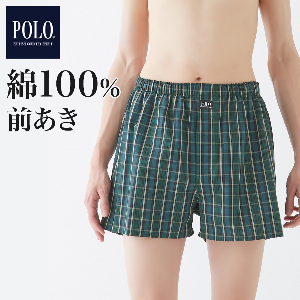 POLO BCS トランクス メンズ 年間 綿100% 前開き チェック 柄