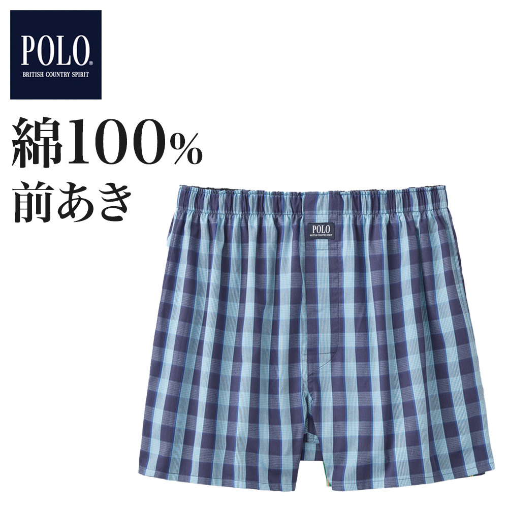 POLO BCS トランクス メンズ 年間 綿100% 前開き チェック 柄
