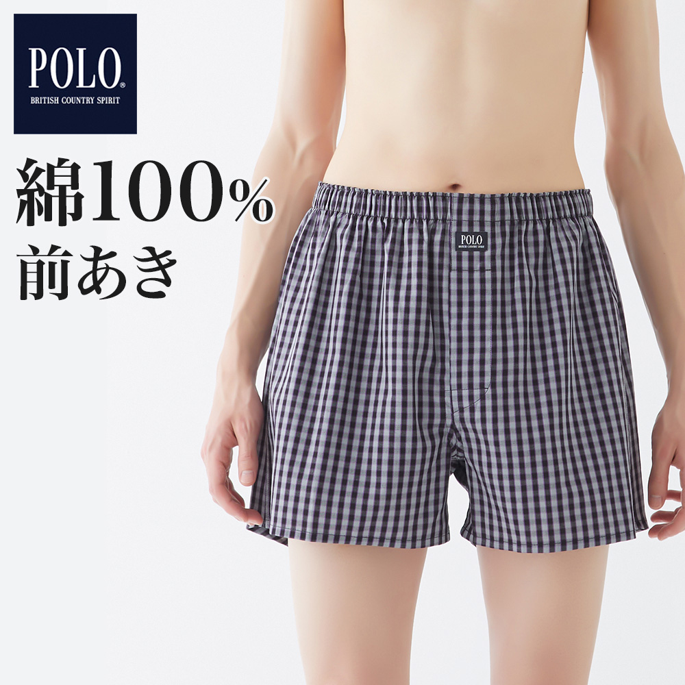 POLO BCS トランクス メンズ 年間 綿100% 前開き チェック 柄