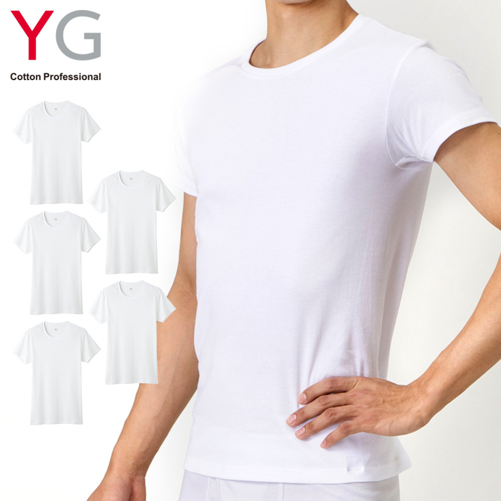 グンゼ セット インナー メンズ 肌着 5枚組 半袖 丸首 綿100% クルーネックTシャツ 年間 YG ワイジー SETM085 YV0013N  M-3L